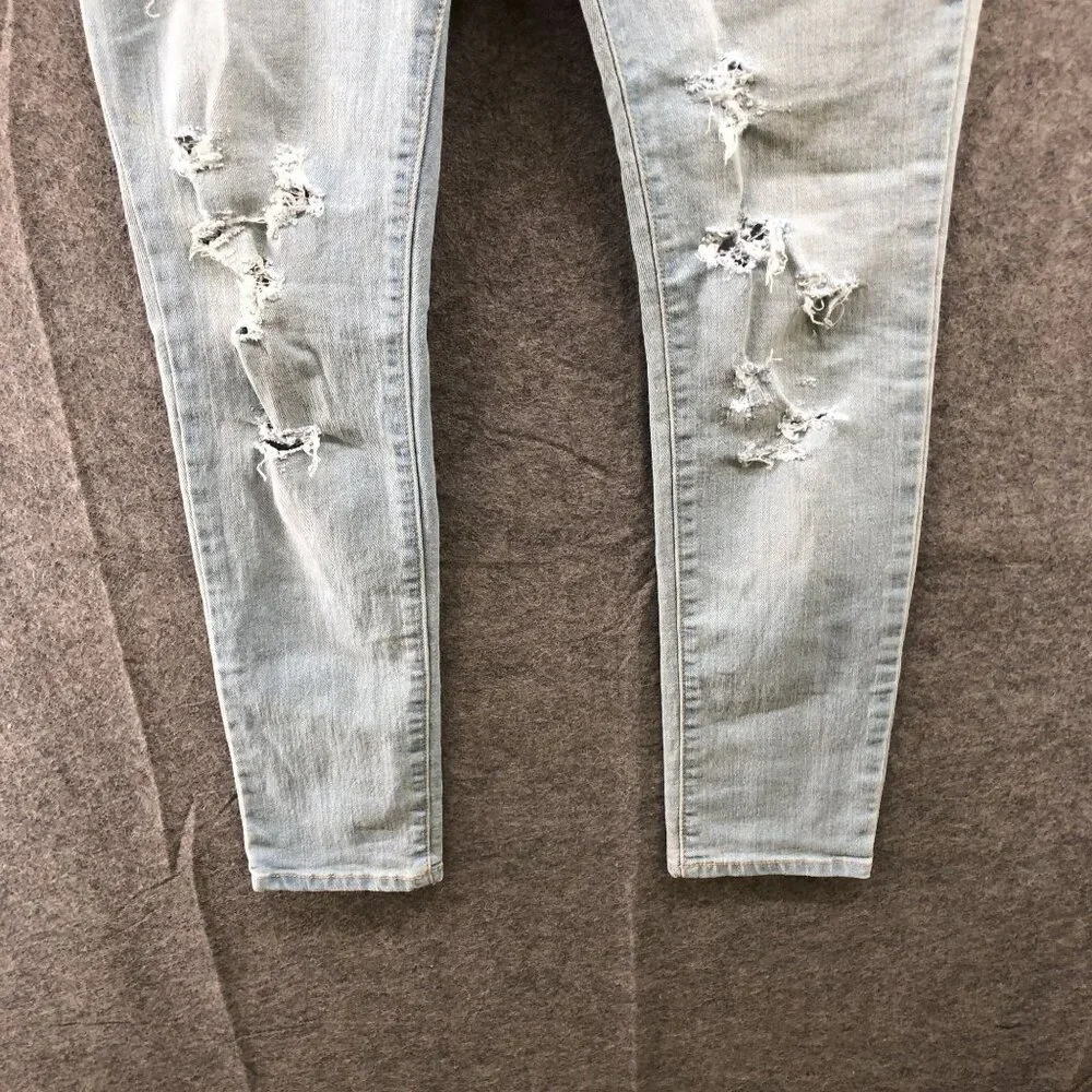 Old Navy Girls 12 Plus Super Skinny‎ Jeans Blue Light Wash Distressed Adjustable